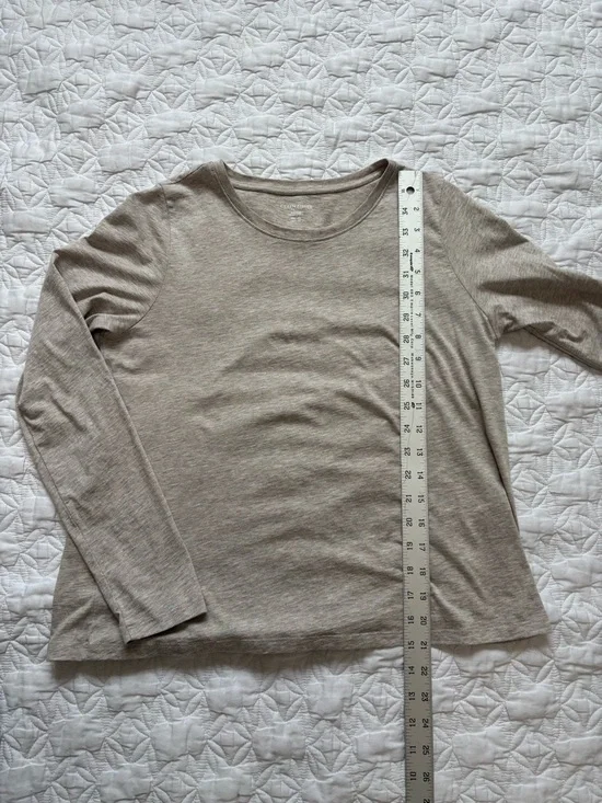 Eileen Fisher Long Sleeve Tee in Light Heathered Taupe - Picture 4 of 6